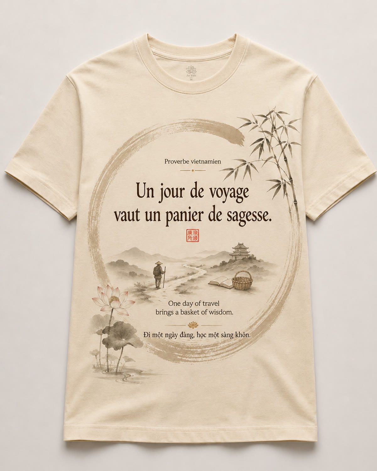 Tee-shirt Viet-Âme, proverbe Un jour de voyage vaut un panier de sagesse